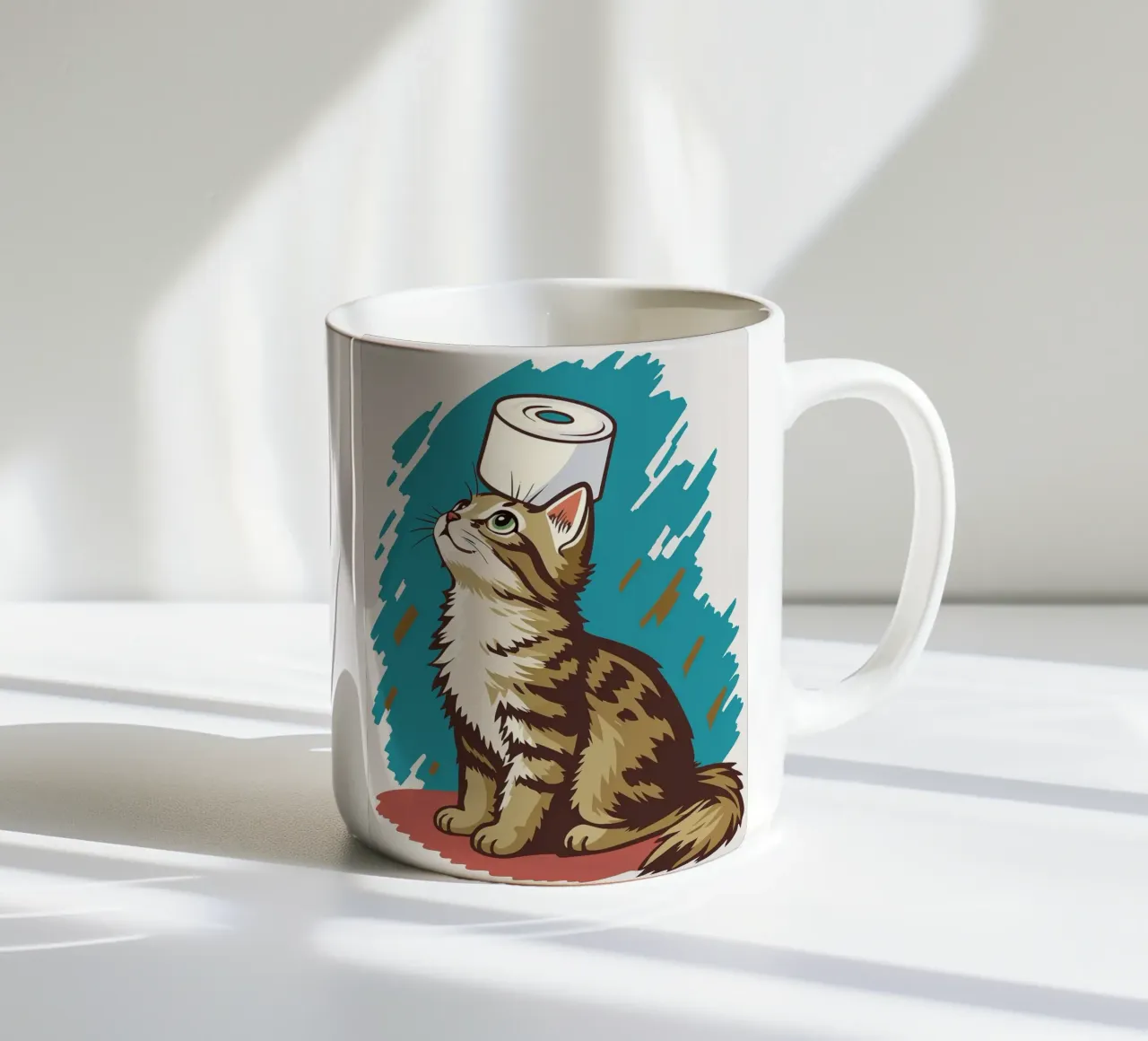 Gatto con carta igienica in testa tazza in ceramica da JoyWalkerShop
