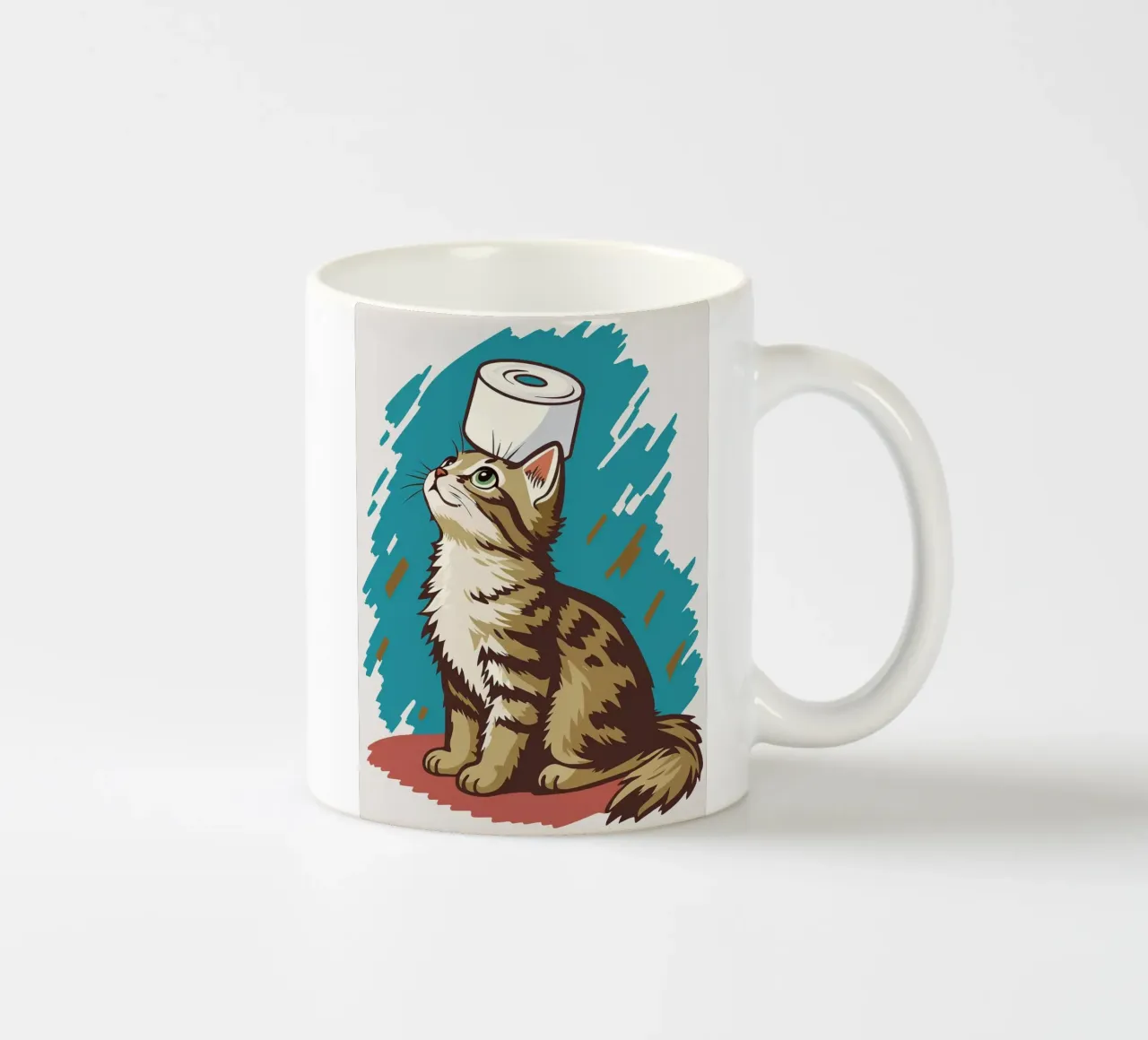 Gatto con carta igienica in testa tazza in ceramica da JoyWalkerShop