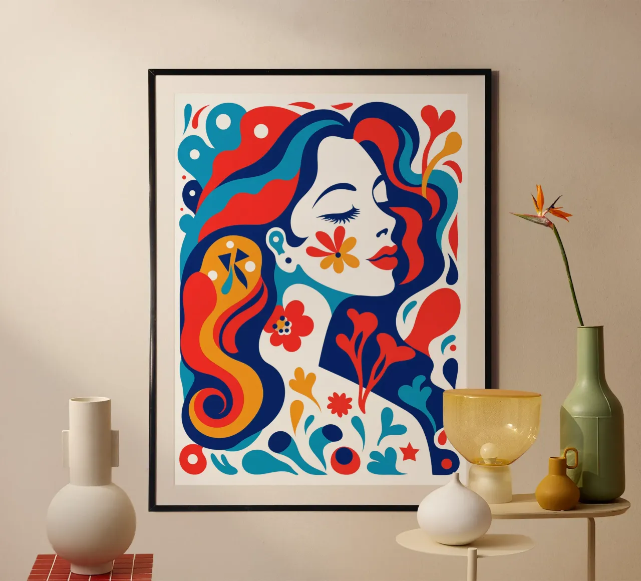 Donna colorata di Matisse poster con telaio in legno da Autofocus