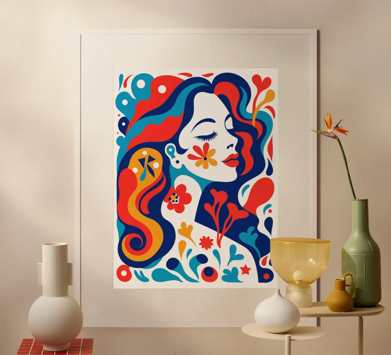Donna colorata di Matisse poster con telaio in legno da Autofocus