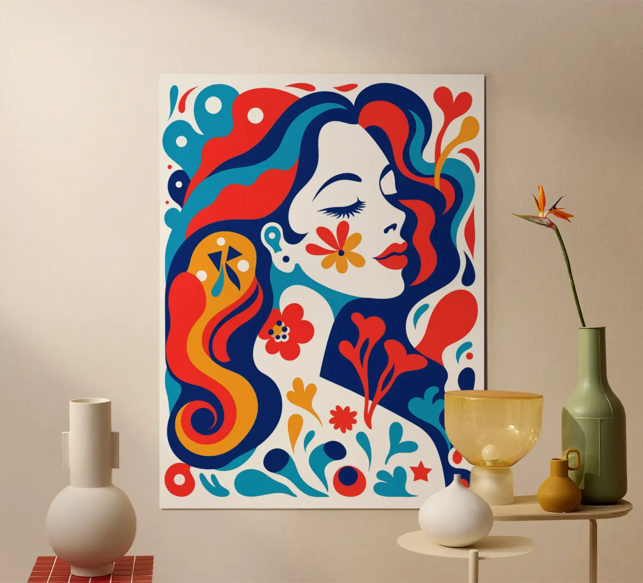 Donna colorata di Matisse poster con telaio in legno da Autofocus