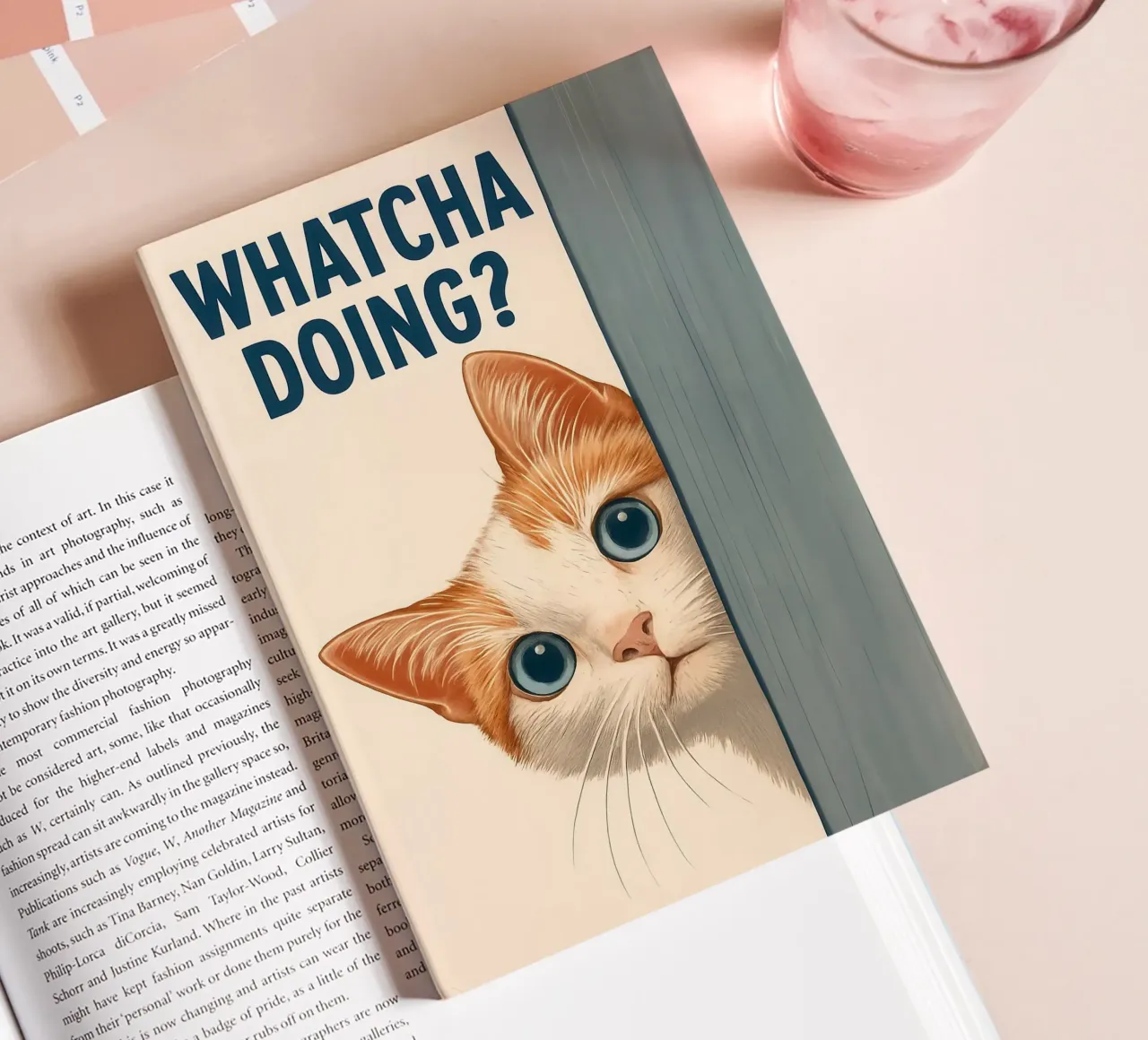 Whatcha Doing_ Curious Cat Peeking notebook by JoyWalkerShop