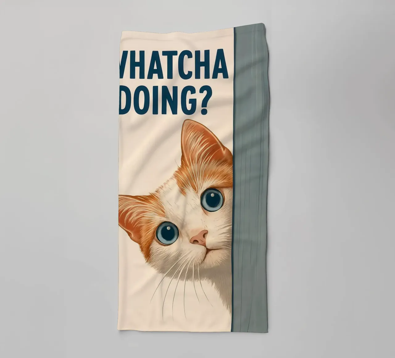 Whatcha Doing_ Curious Cat Peeking towel by JoyWalkerShop