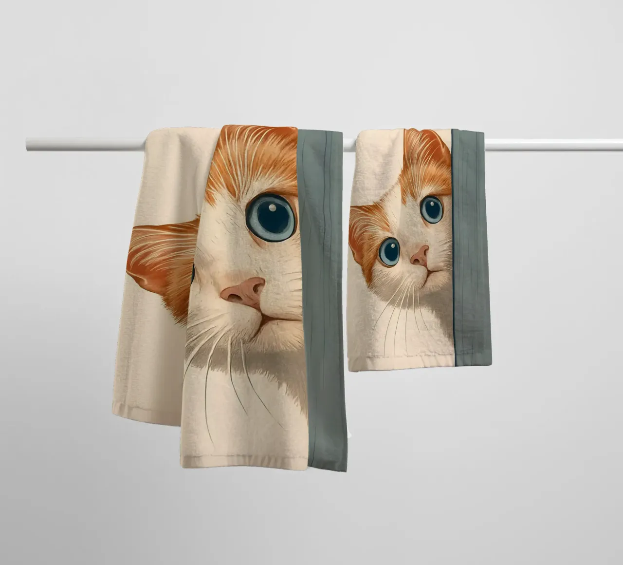 Whatcha Doing_ Curious Cat Peeking towel by JoyWalkerShop