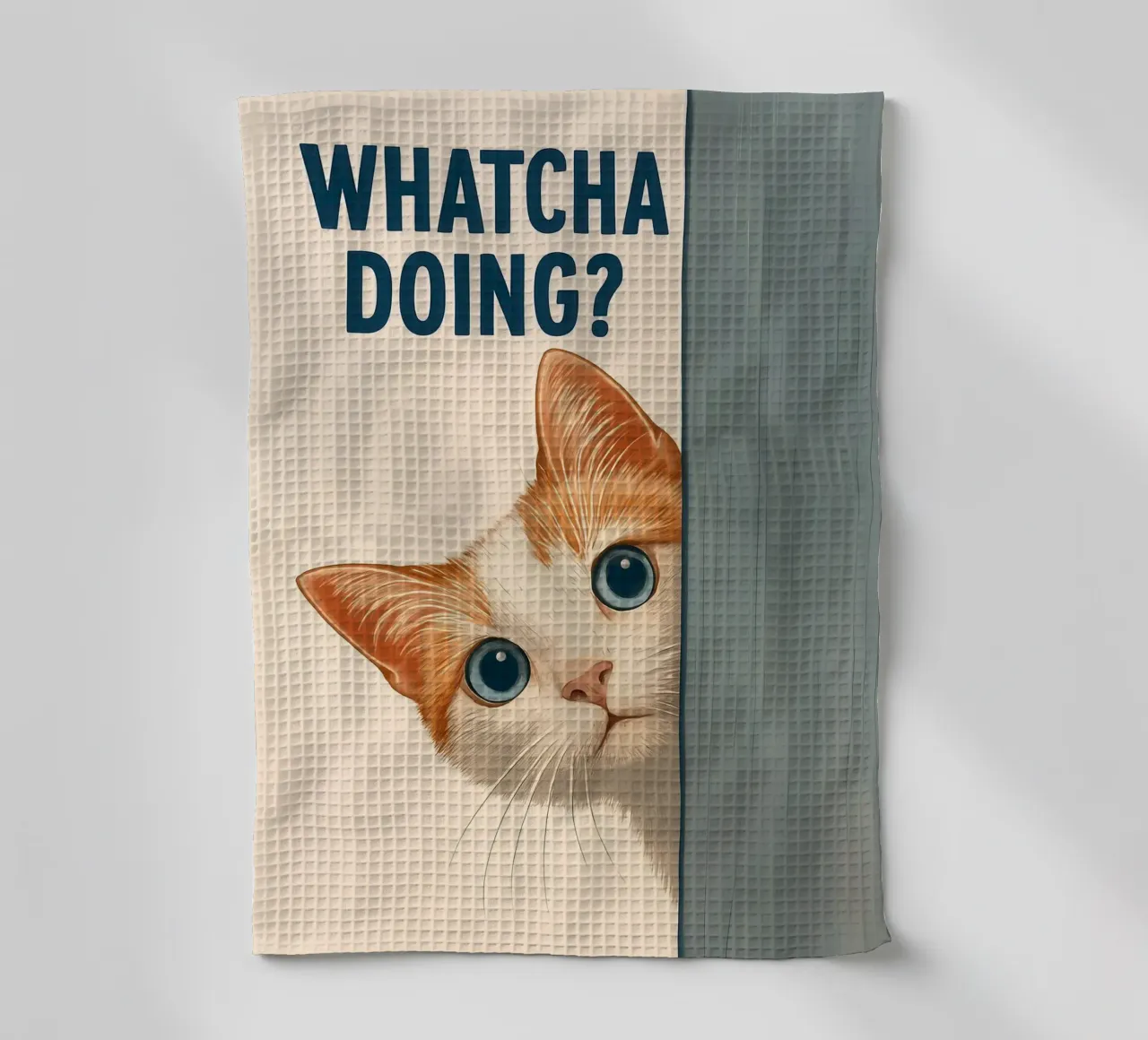 Qu'est-ce que tu fais ? Curious Cat Peeking torchon de JoyWalkerShop