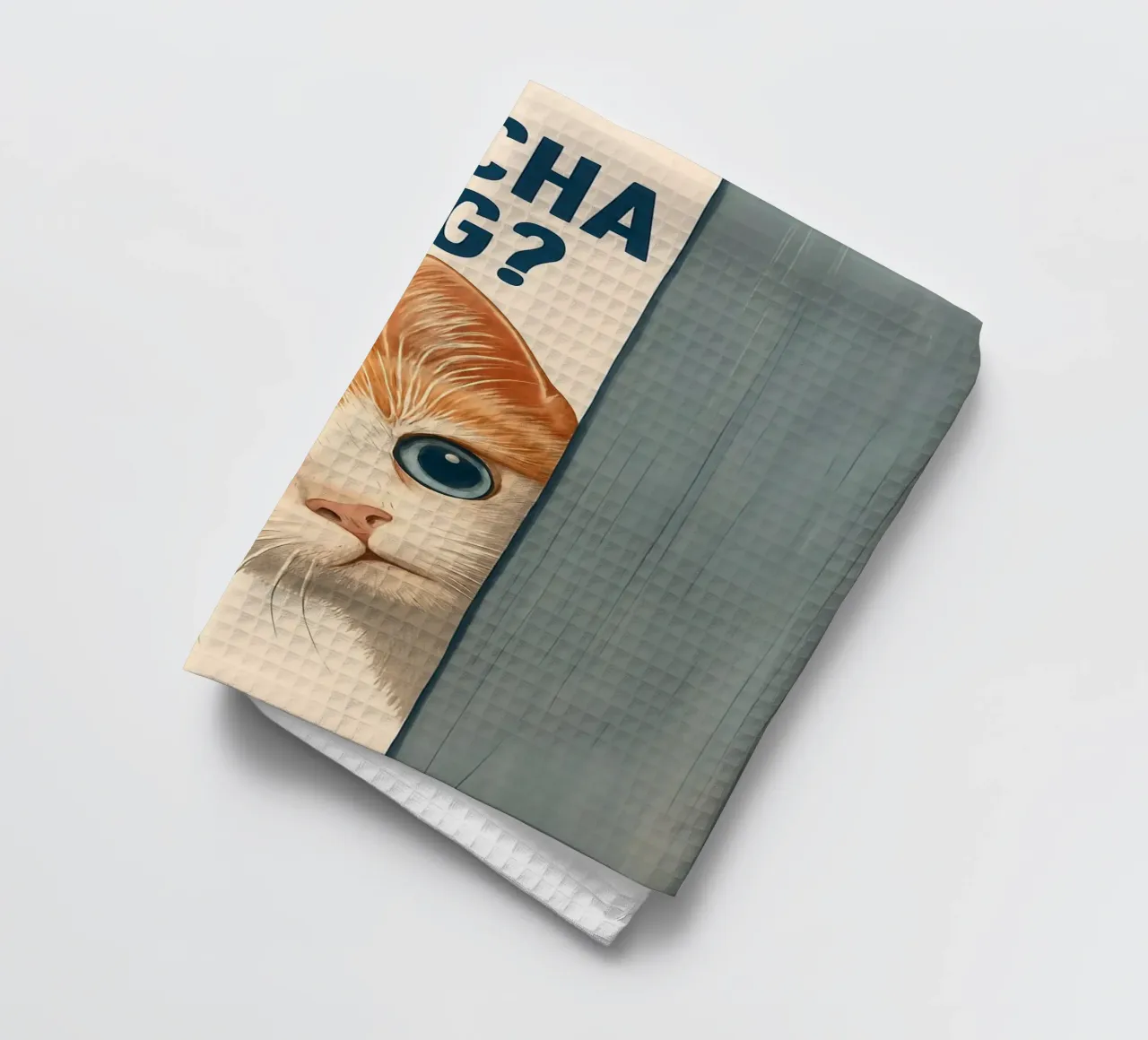 Qu'est-ce que tu fais ? Curious Cat Peeking torchon de JoyWalkerShop