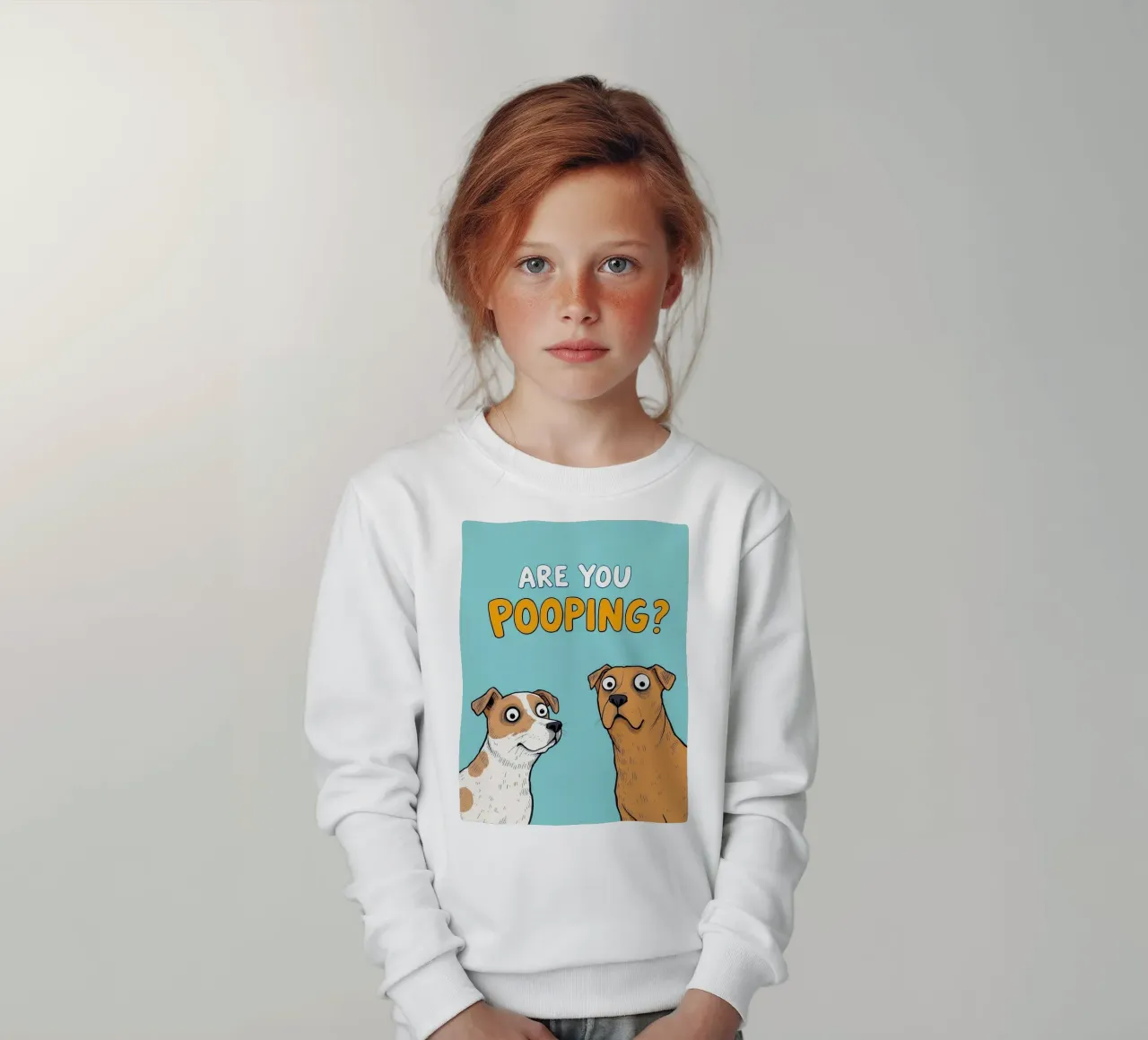 Perros graciosos haciendo caca Pregunta sudadera para niño de JoyWalkerShop