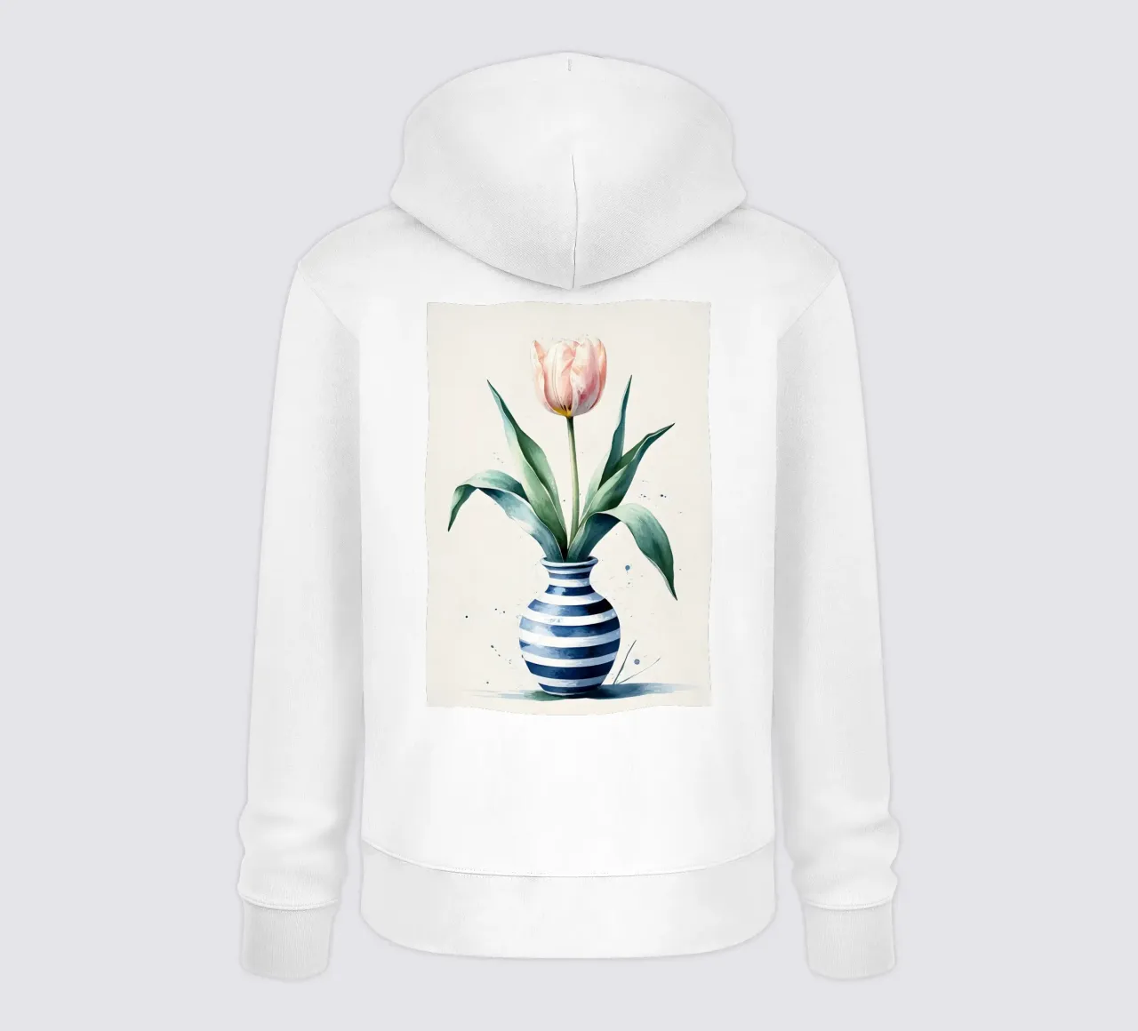 Pittura digitale minimalista di tulipani in vaso felpa con cappuccio da Bloom And Brush