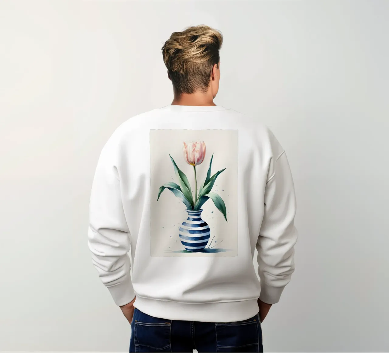 Peinture numérique minimaliste d'une tulipe dans un vase sweat de Bloom And Brush