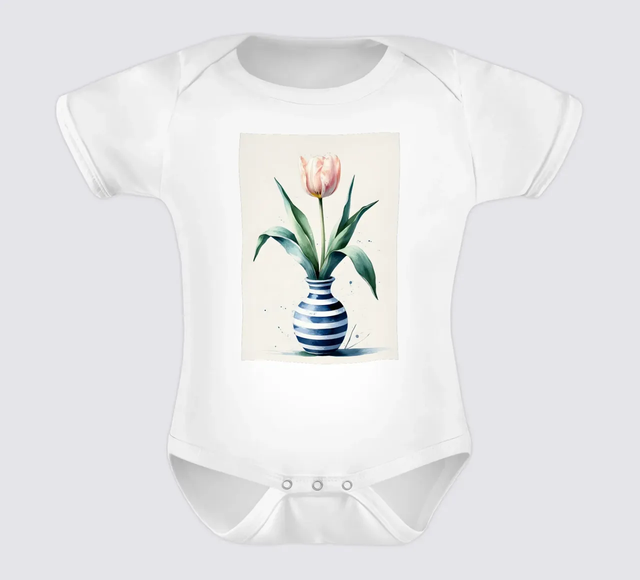 Peinture numérique minimaliste d'une tulipe dans un vase body bébé de Bloom And Brush
