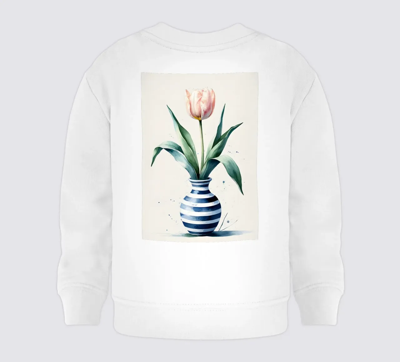 Pintura digital minimalista de un tulipán en un jarrón sudadera de bebé de Bloom And Brush