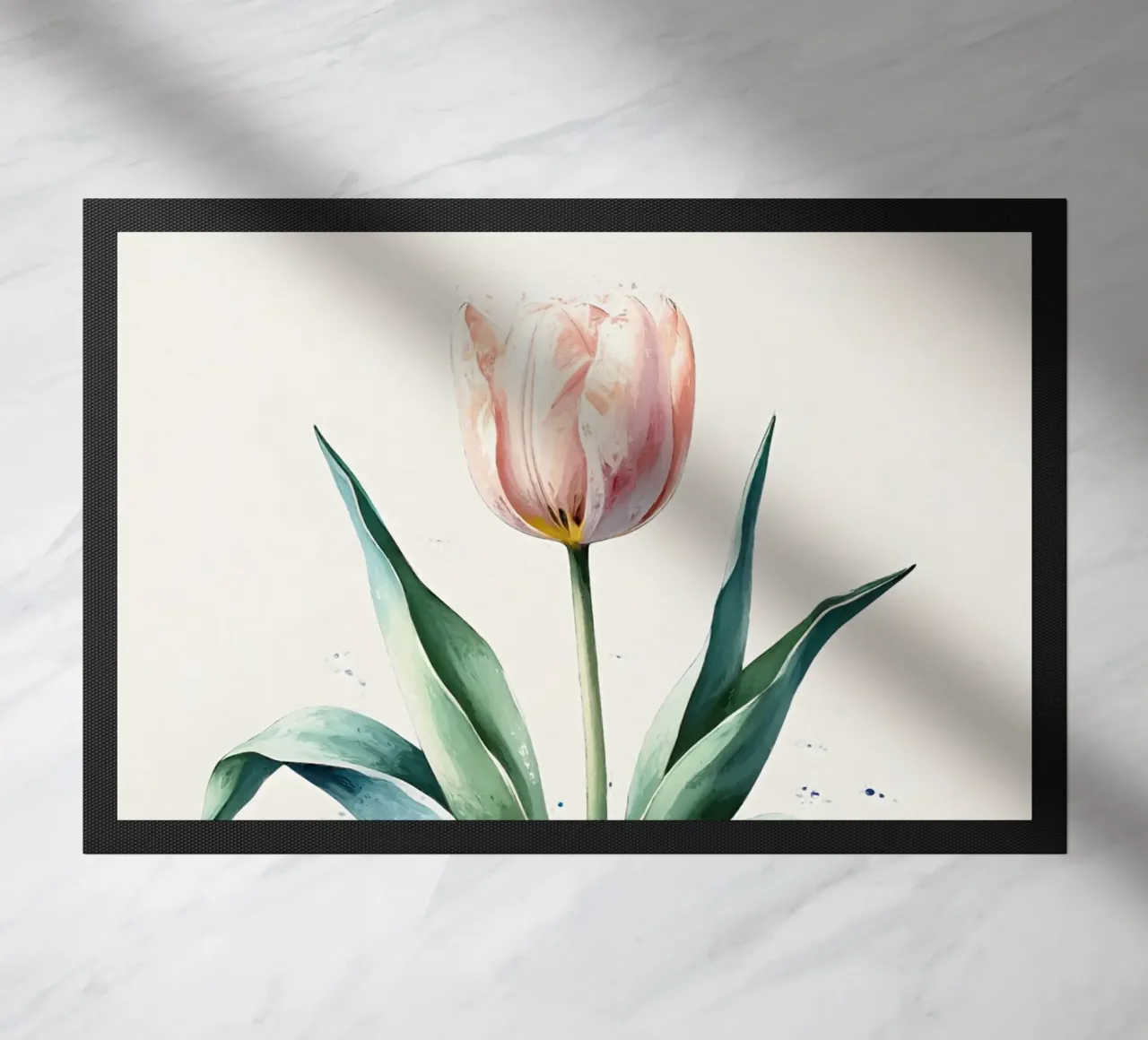 Pintura digital minimalista de un tulipán en un jarrón felpudo de Bloom And Brush