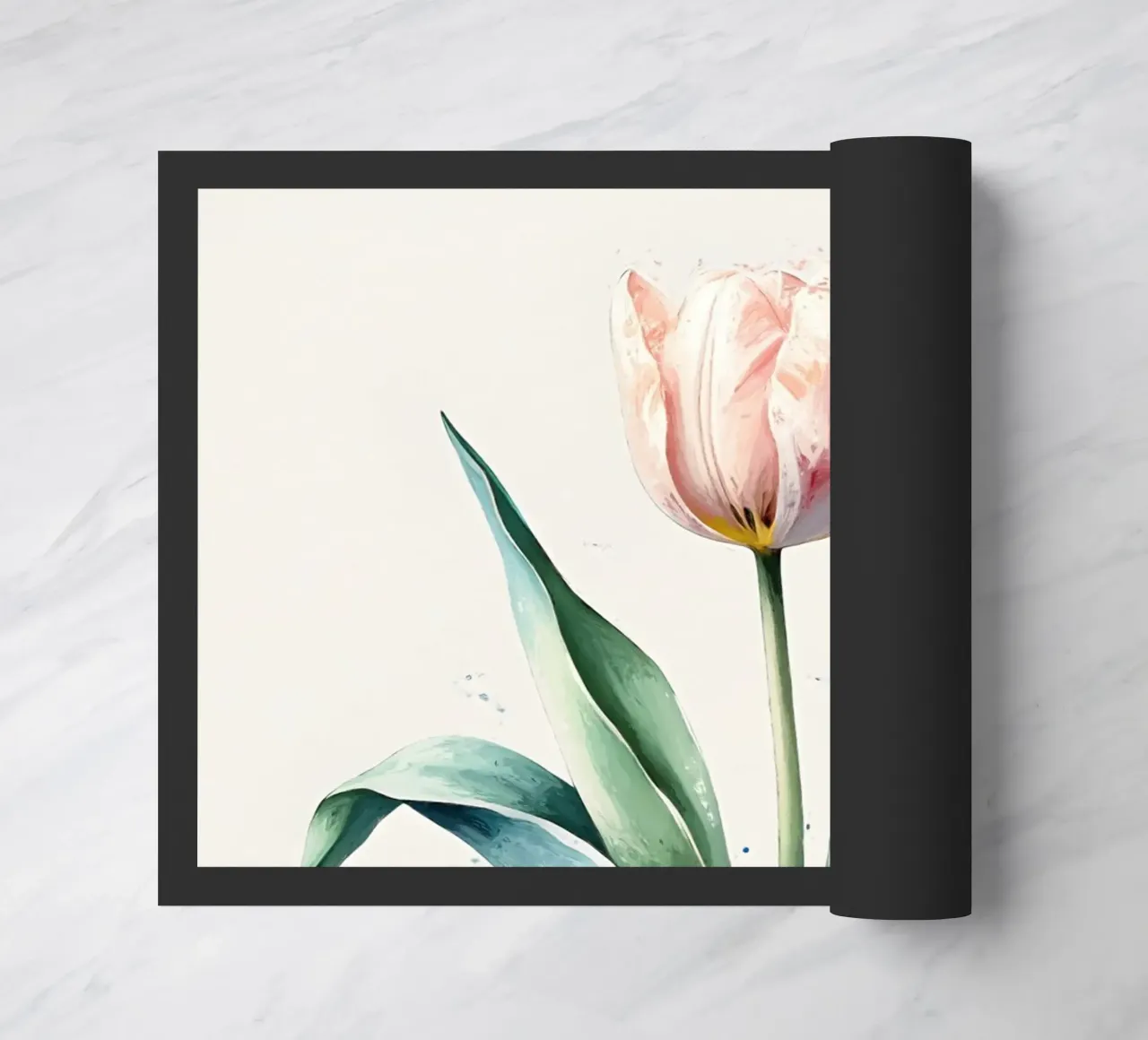 Pintura digital minimalista de un tulipán en un jarrón felpudo de Bloom And Brush