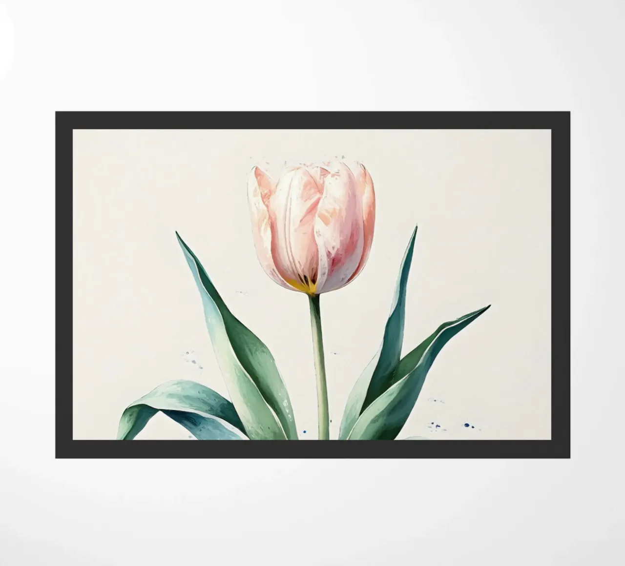 Pintura digital minimalista de un tulipán en un jarrón felpudo de Bloom And Brush