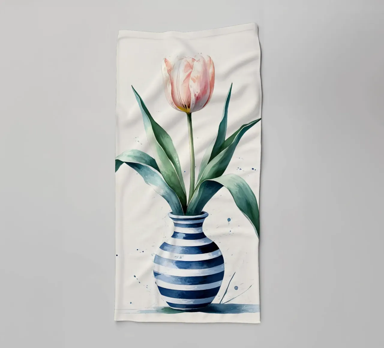 Peinture numérique minimaliste d'une tulipe dans un vase serviette de bain de Bloom And Brush
