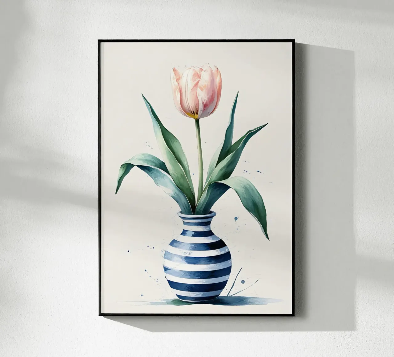 Pintura digital minimalista de un tulipán en un jarrón metacrilato de Bloom And Brush
