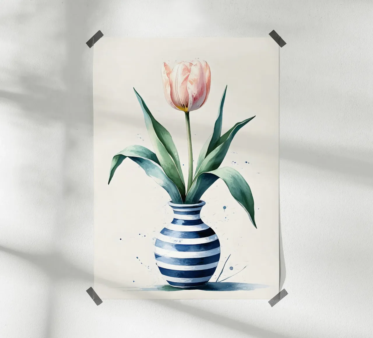 Peinture numérique minimaliste d'une tulipe dans un vase hahnemühle de Bloom And Brush