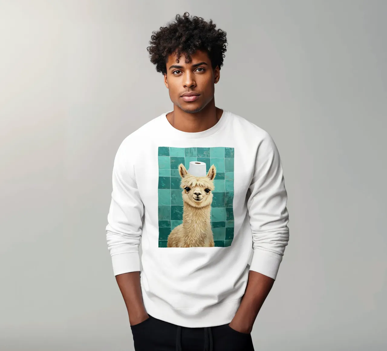 Lama con cappello di carta igienica dipinto felpa da JoyWalkerShop