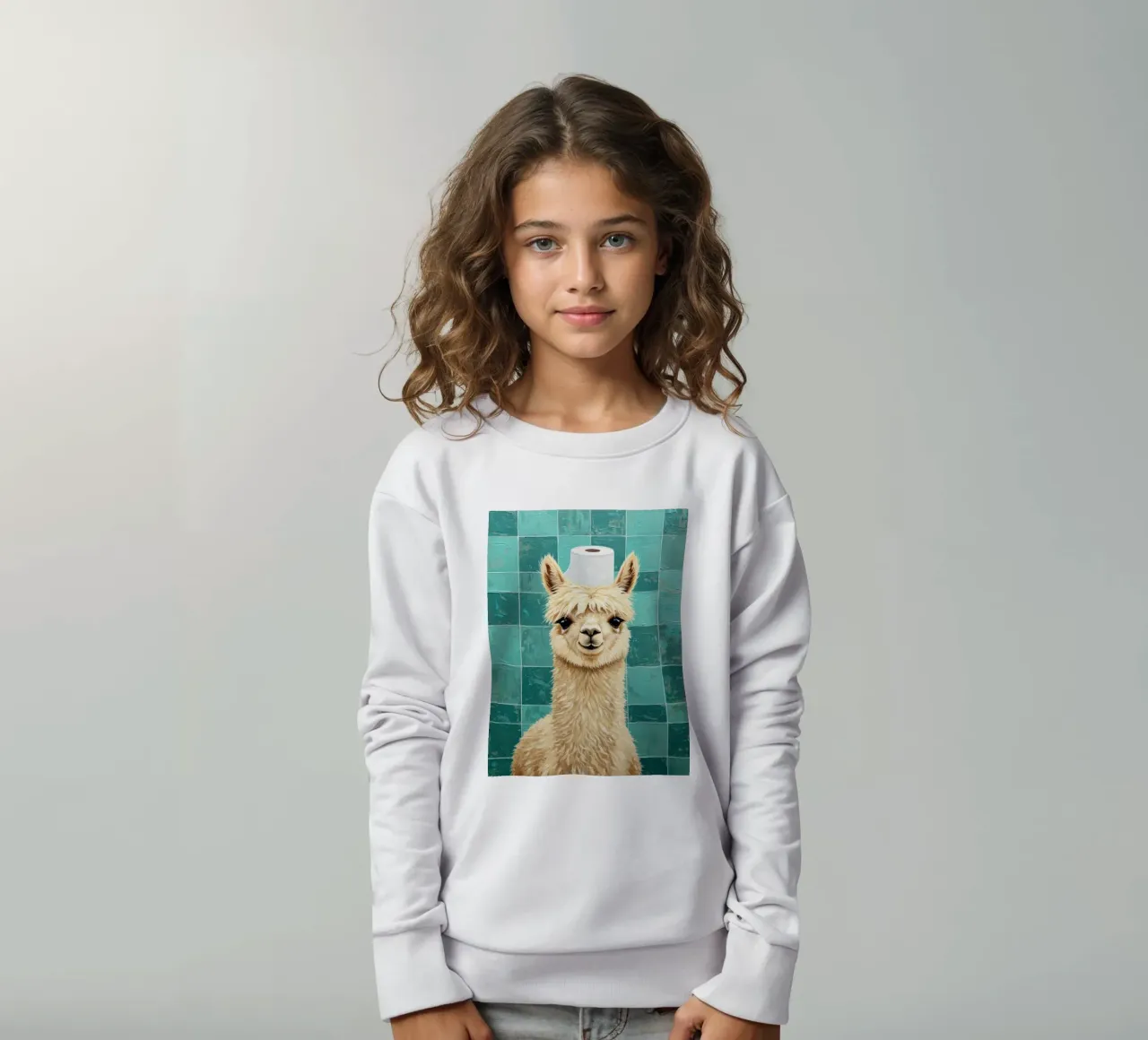 Lama con cappello di carta igienica dipinto felpa bambino da JoyWalkerShop