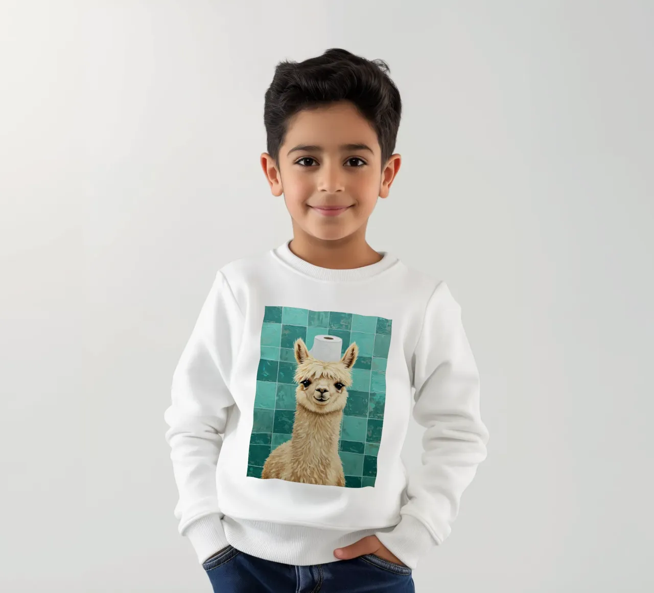 Lama con cappello di carta igienica dipinto felpa bambino da JoyWalkerShop