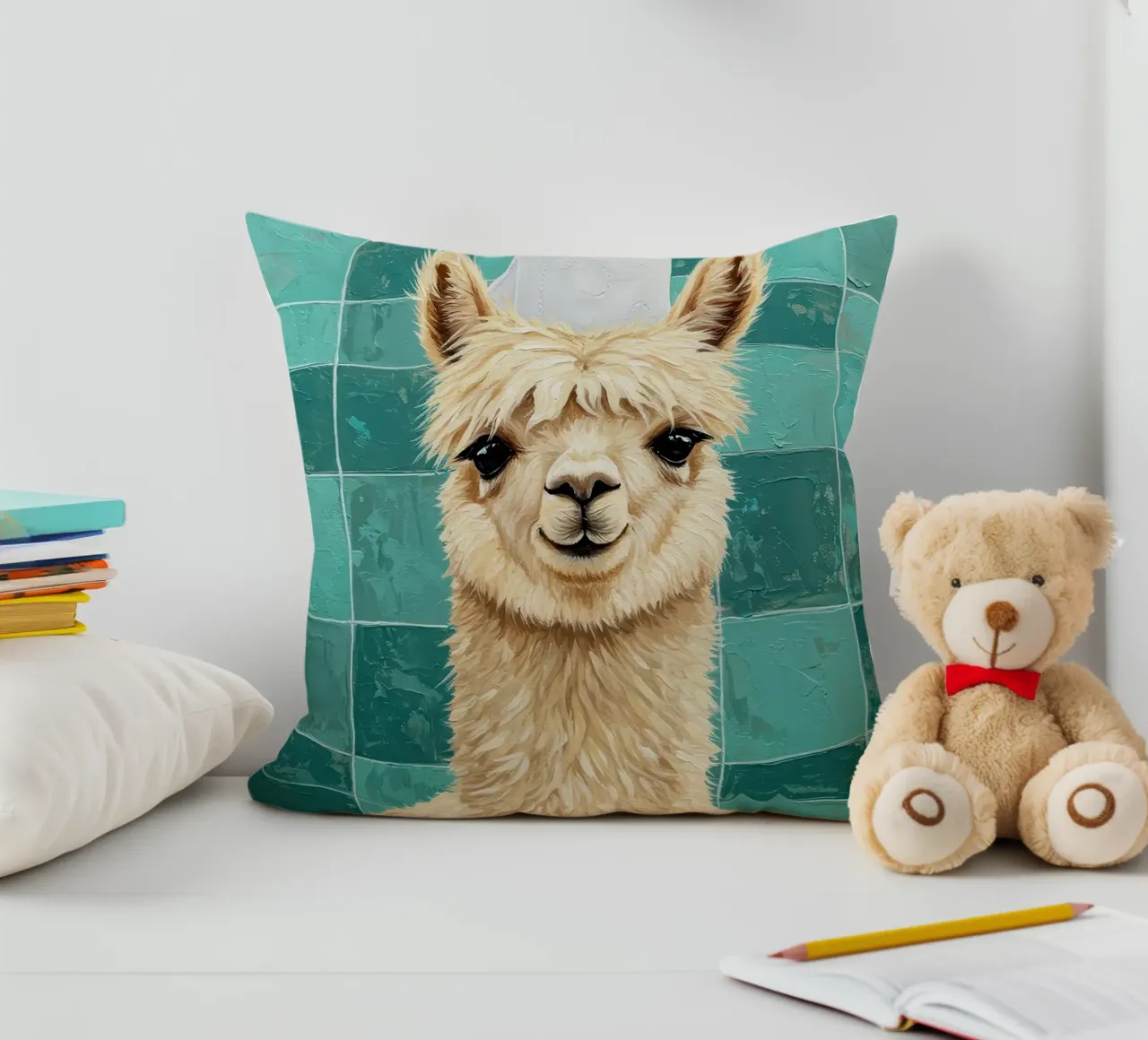 Lama con cappello di carta igienica dipinto cuscino da JoyWalkerShop