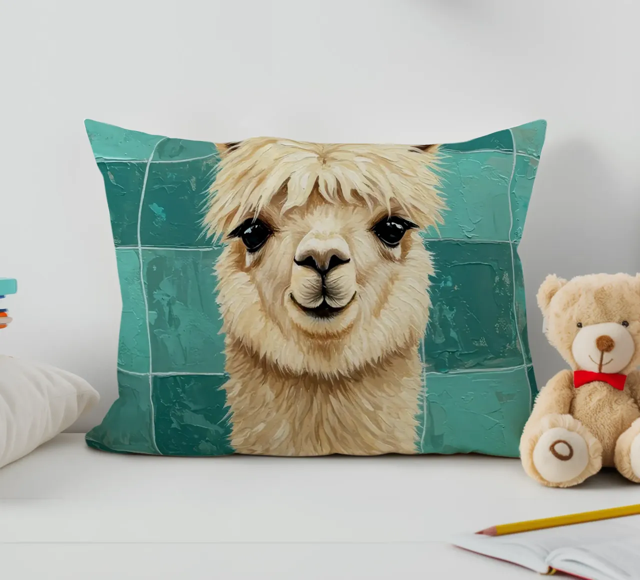 Lama con cappello di carta igienica dipinto cuscino da JoyWalkerShop