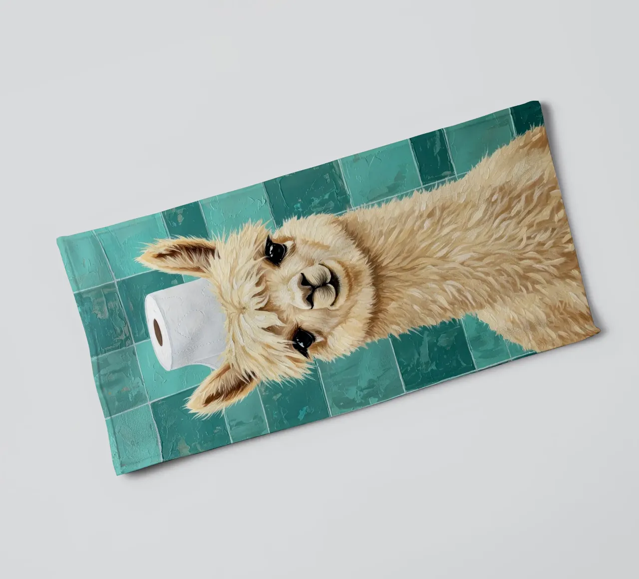 Lama met wc-hoed Schilderen badhanddoek van JoyWalkerShop