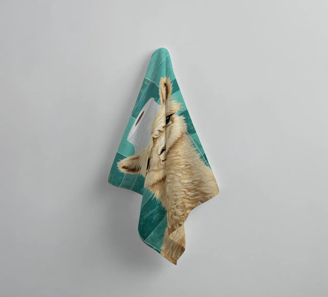 Lama met wc-hoed Schilderen badhanddoek van JoyWalkerShop