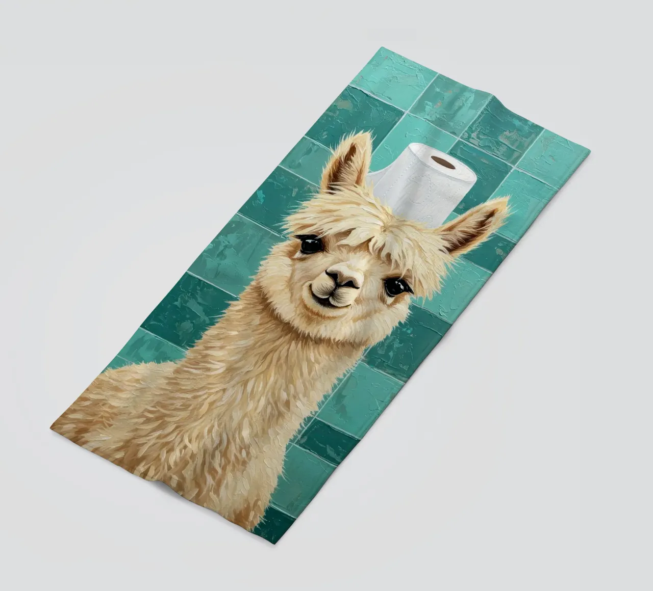 Lama con cappello di carta igienica dipinto telo mare da JoyWalkerShop