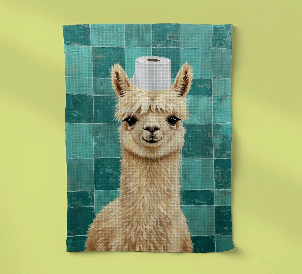 Lama con cappello di carta igienica dipinto canovaccio da cucina da JoyWalkerShop