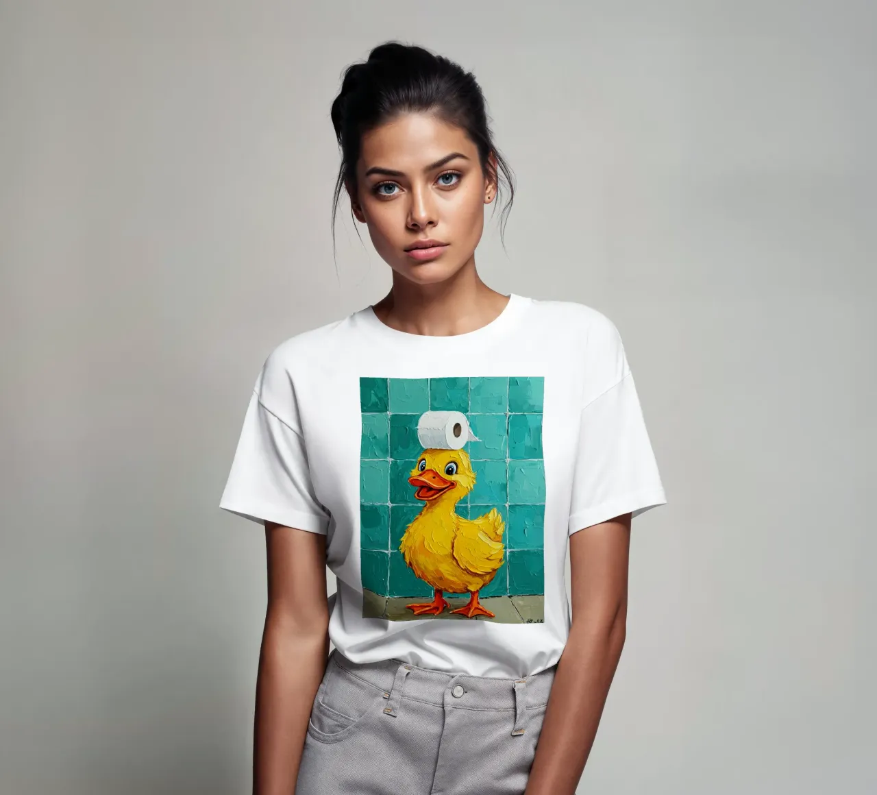 Anatra con carta igienica in testa t-shirt da JoyWalkerShop