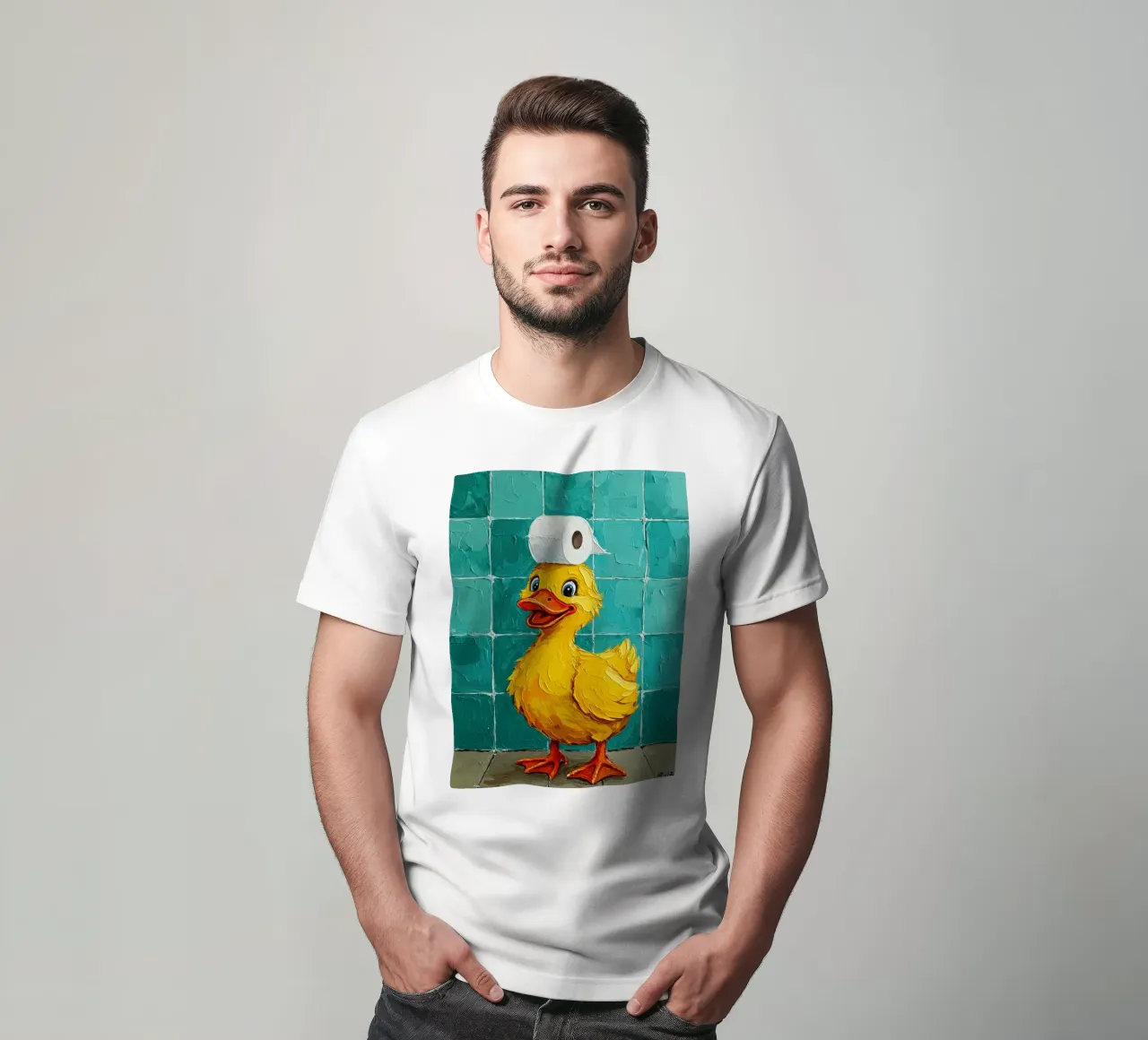 Anatra con carta igienica in testa t-shirt da JoyWalkerShop