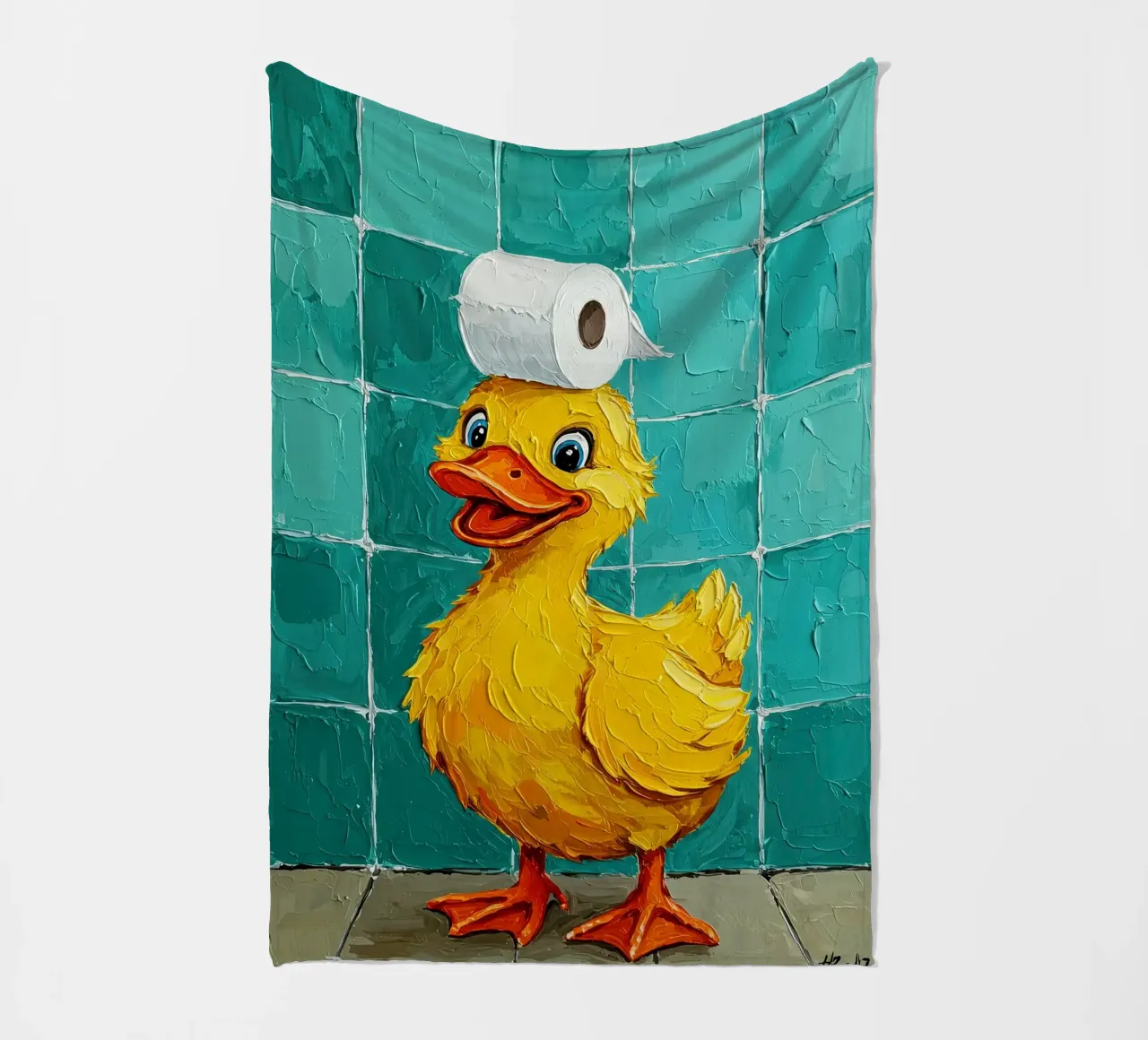 Anatra con carta igienica in testa coperta in pile da JoyWalkerShop