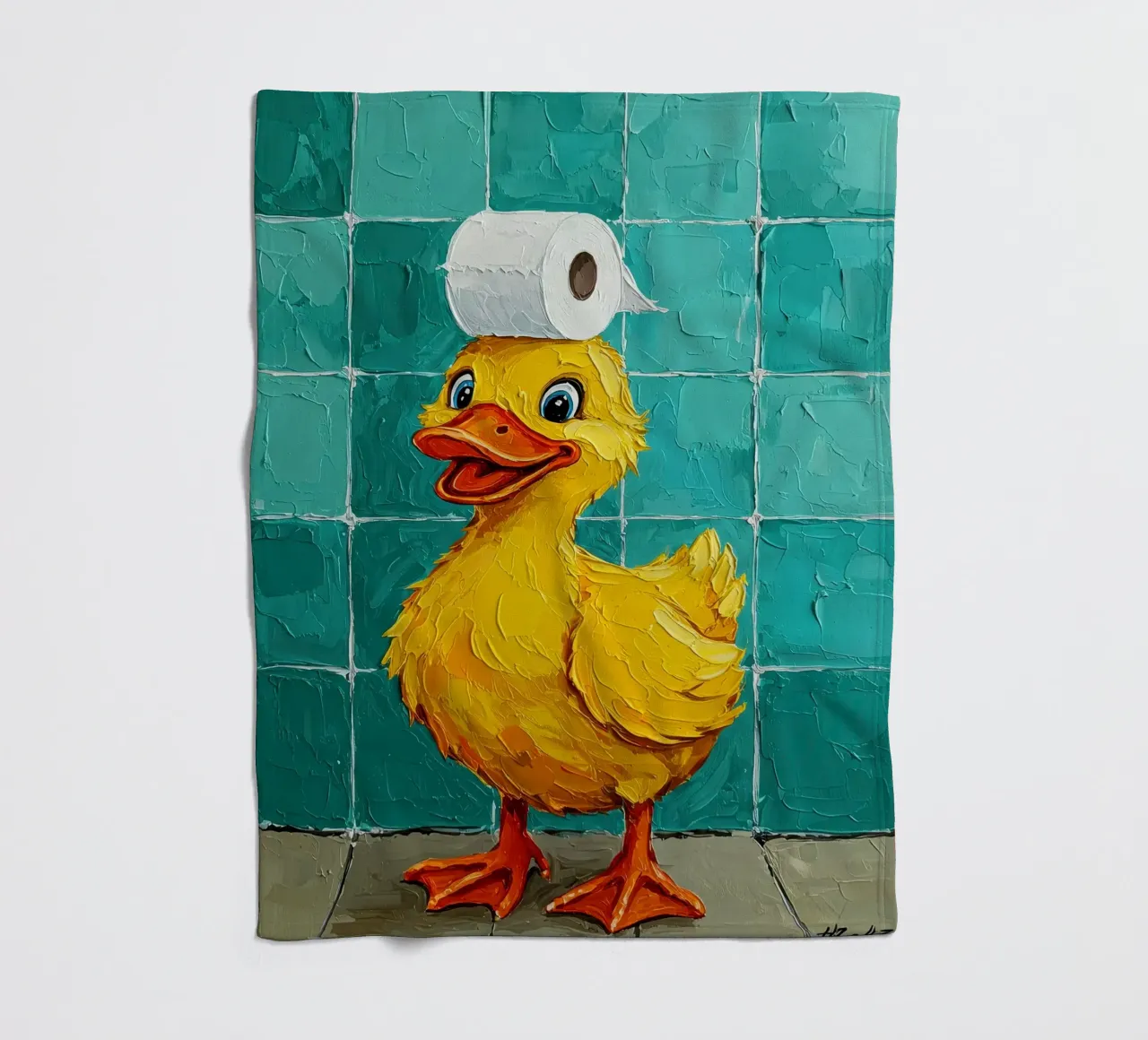 Anatra con carta igienica in testa coperta in pile da JoyWalkerShop