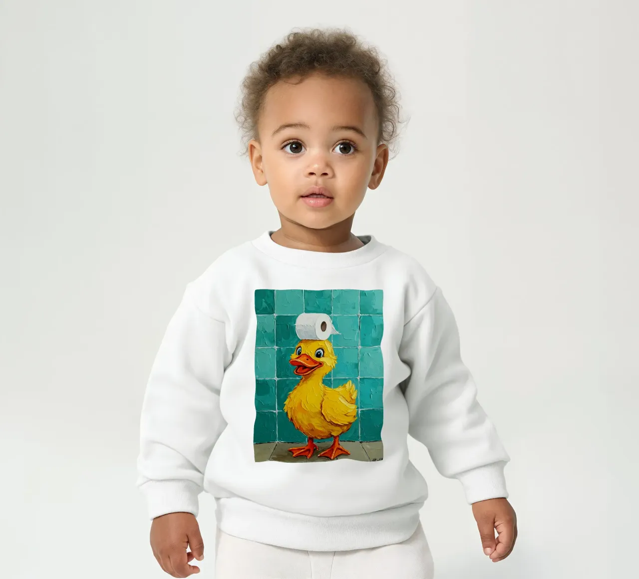 Anatra con carta igienica in testa felpa neonato da JoyWalkerShop