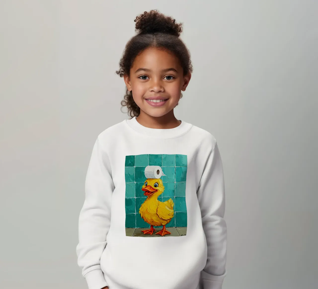 Anatra con carta igienica in testa felpa bambino da JoyWalkerShop