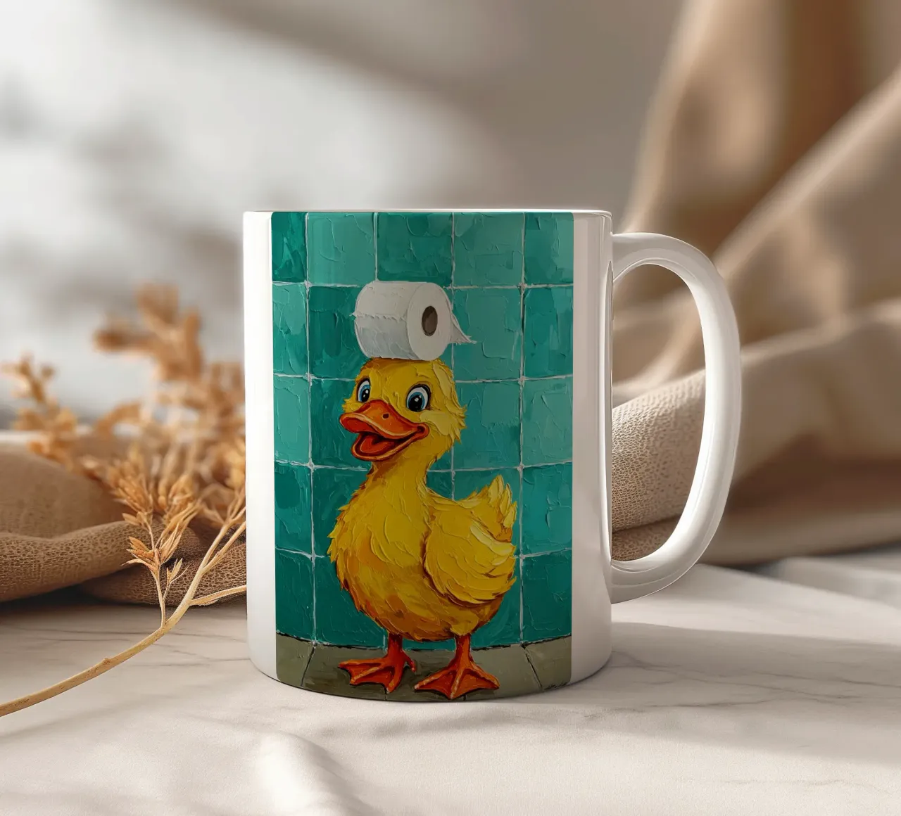 Anatra con carta igienica in testa tazza in ceramica da JoyWalkerShop