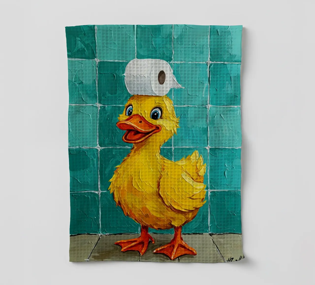 Anatra con carta igienica in testa canovaccio da cucina da JoyWalkerShop
