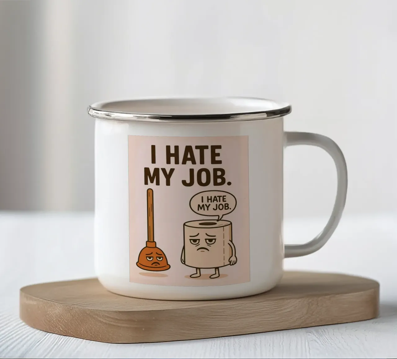 Odio il mio lavoro tazza in smalto da JoyWalkerShop