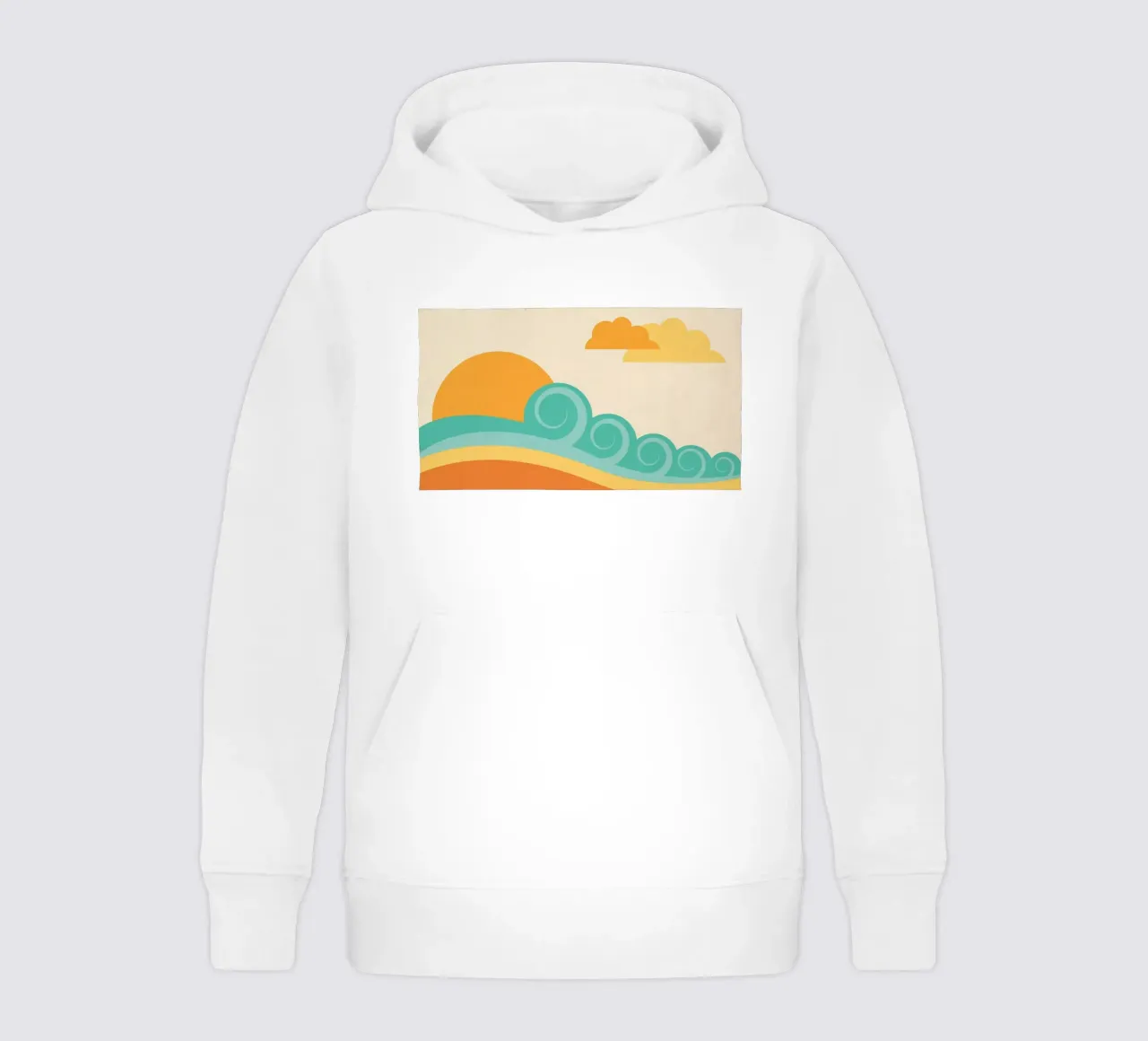 Retro beach waves kids hoodie by Kim Hubball Studio