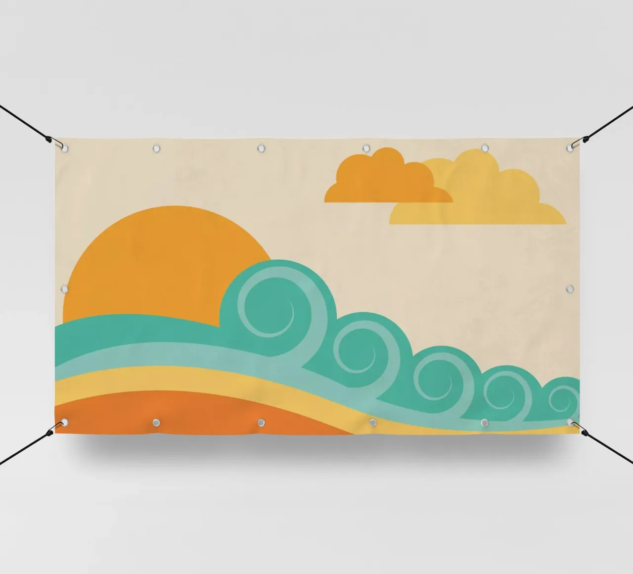 Retro beach waves pvc cover by Kim Hubball Studio