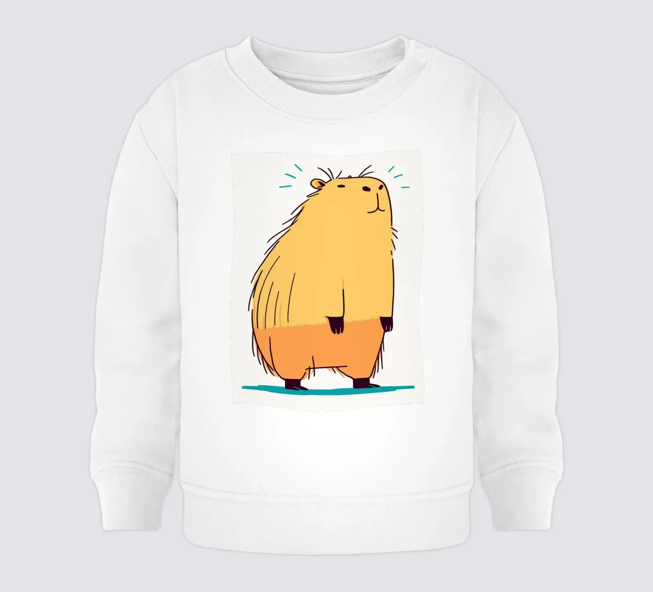 Illustrazione di un simpatico capibara felpa neonato da JoyWalkerShop