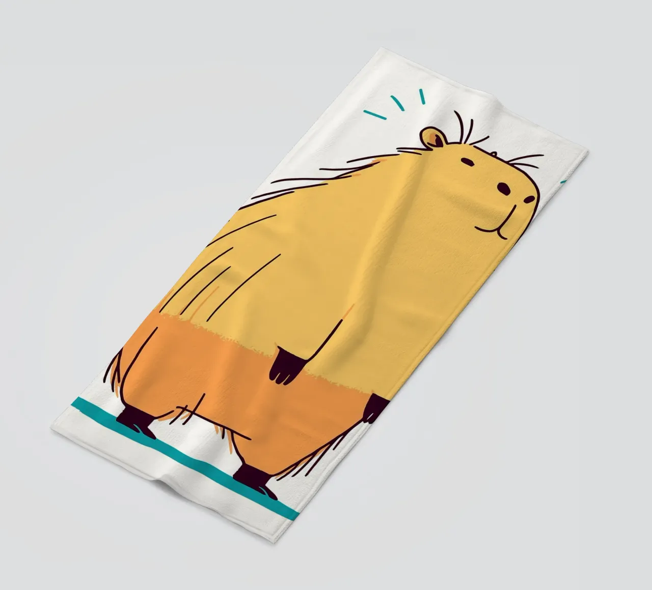 Illustrazione di un simpatico capibara telo mare da JoyWalkerShop