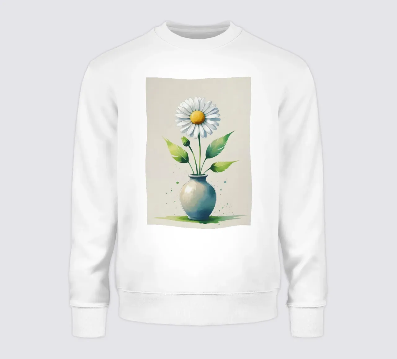 Pittura digitale minimalista di fiore di margherita in un vaso felpa da Bloom And Brush