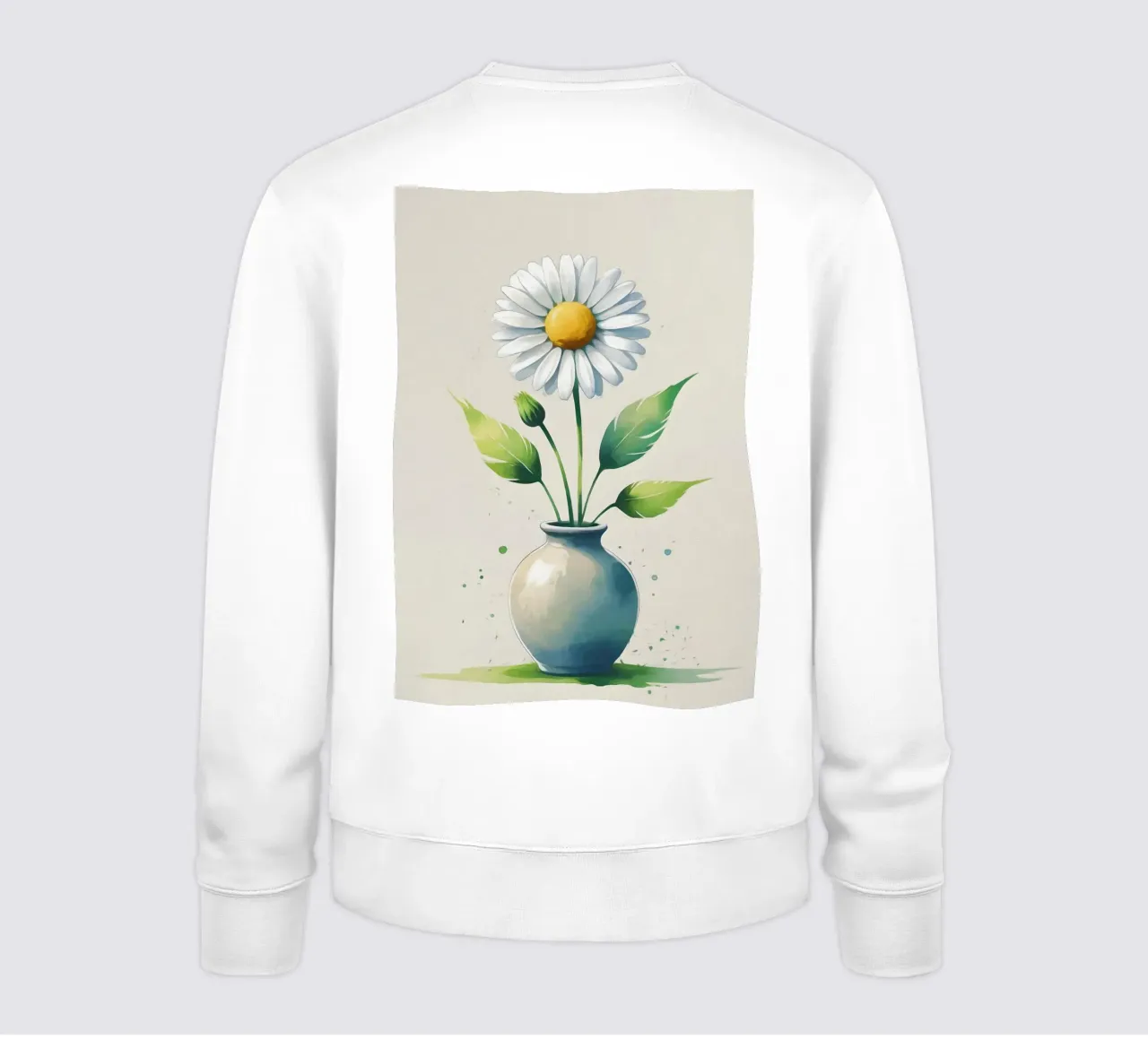 Pittura digitale minimalista di fiore di margherita in un vaso felpa da Bloom And Brush