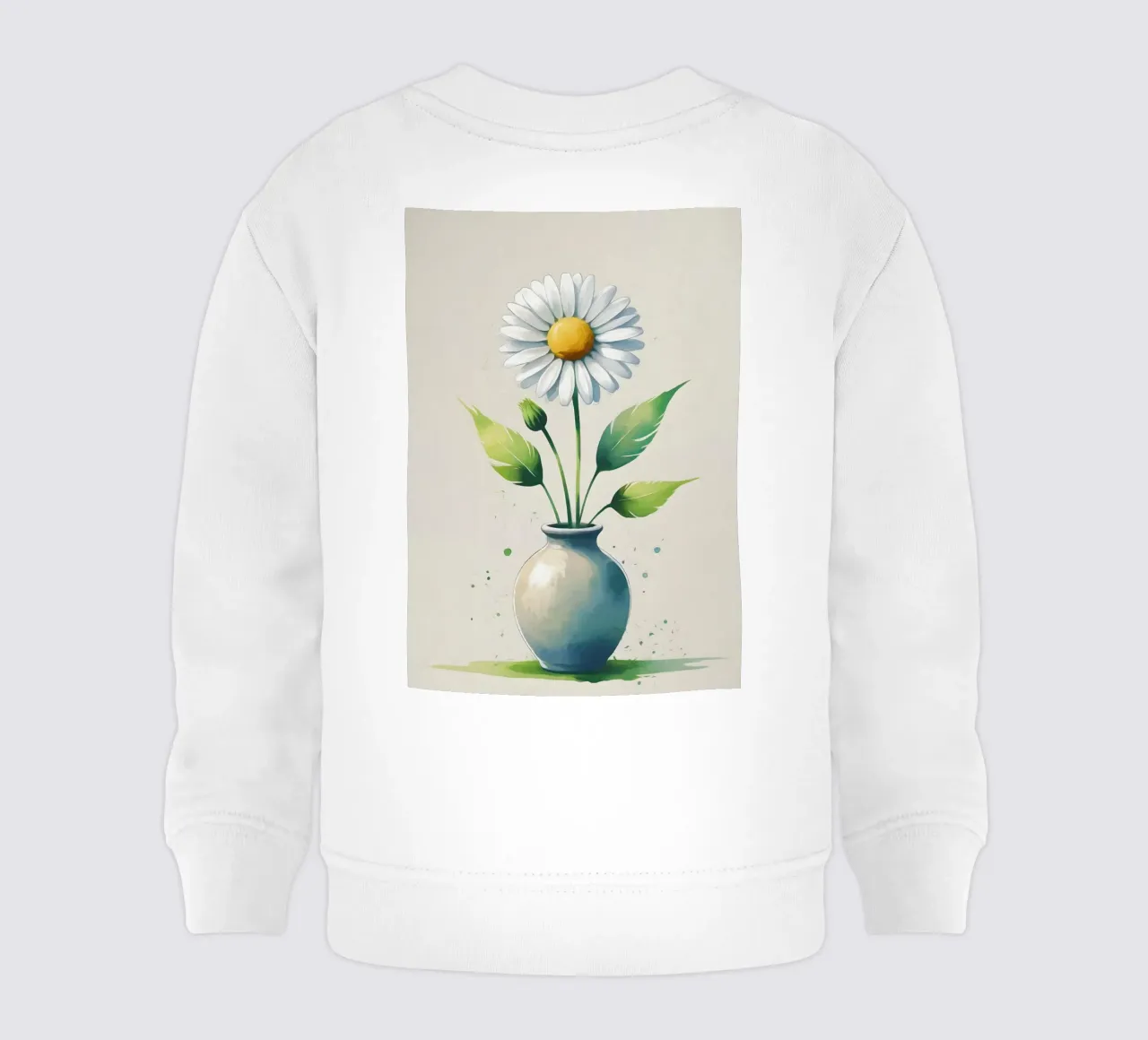 Pittura digitale minimalista di fiore di margherita in un vaso felpa neonato da Bloom And Brush