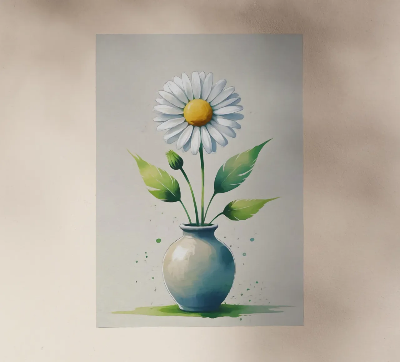 Pittura digitale minimalista di fiore di margherita in un vaso pellicola backlit da Bloom And Brush