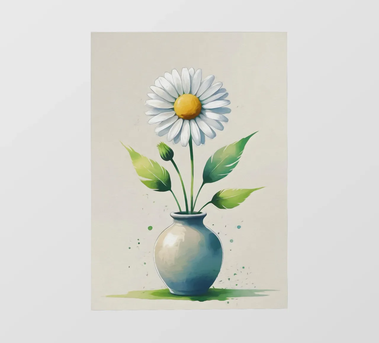 Pittura digitale minimalista di fiore di margherita in un vaso pellicola backlit da Bloom And Brush
