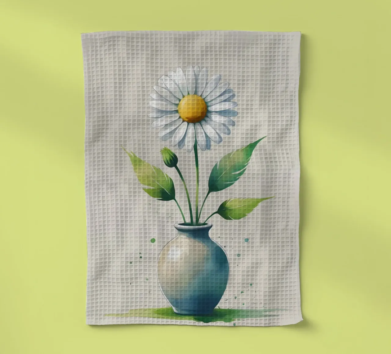 Peinture numérique minimaliste d'une marguerite dans un vase torchon de Bloom And Brush