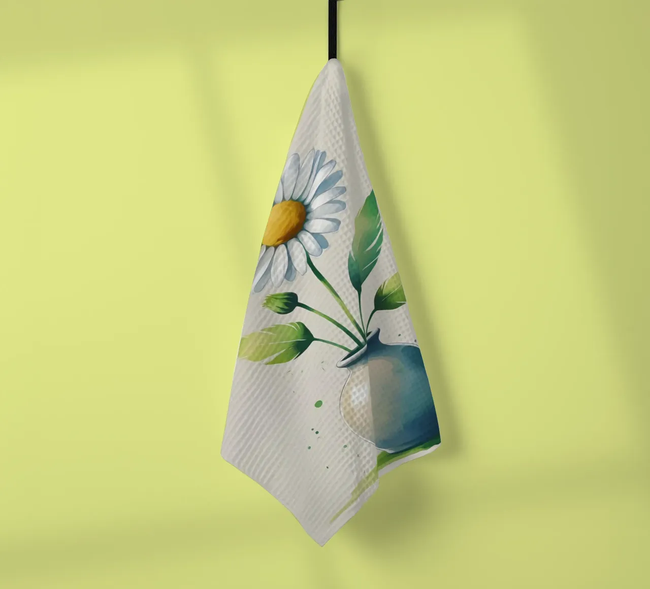 Peinture numérique minimaliste d'une marguerite dans un vase torchon de Bloom And Brush